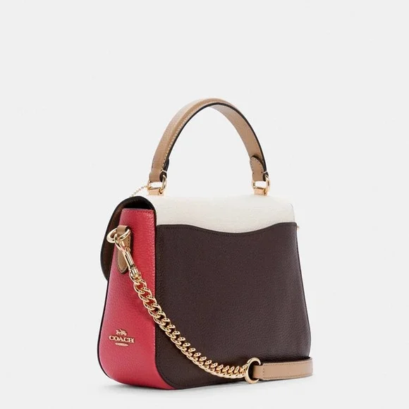 NEW Coach Marlie Top Handle Satchel In Colorblock Chalk Multi C2836